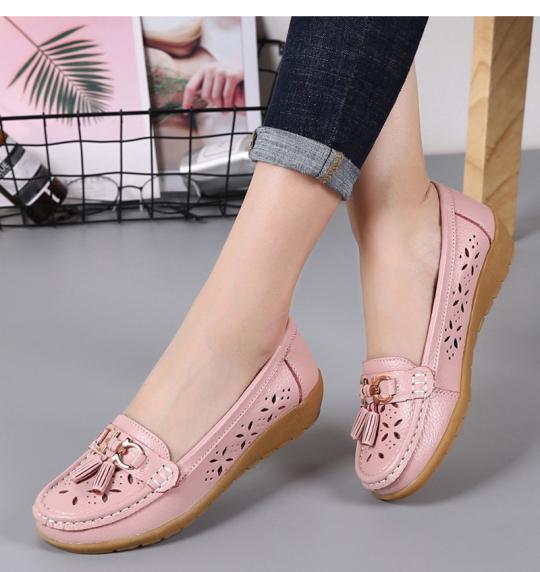 Women Flats Summer Women Genuine Leather Shoes With Low Heels Slip On Casual Flat Shoes Women Loafers Soft Nurse Ballerina Shoes